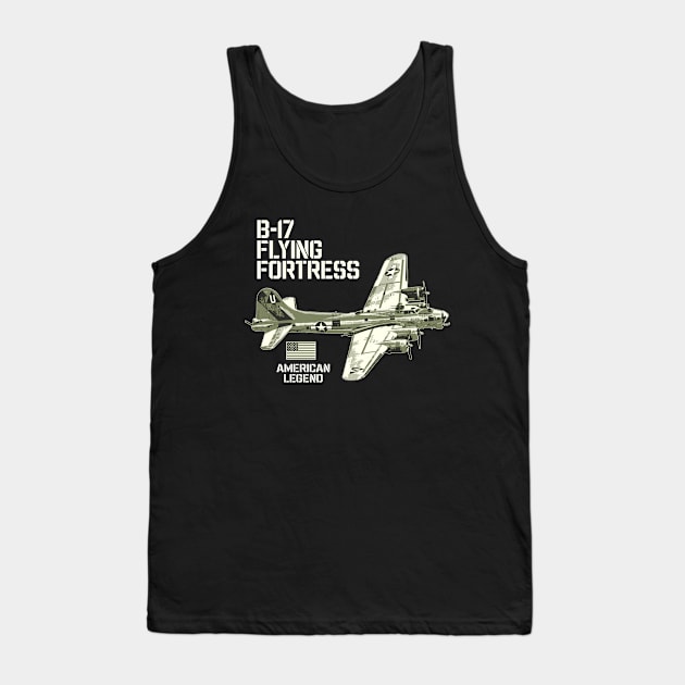 B-17 Flying Fortress Aircraft USAF Plane American Legend Tank Top by BeesTeez